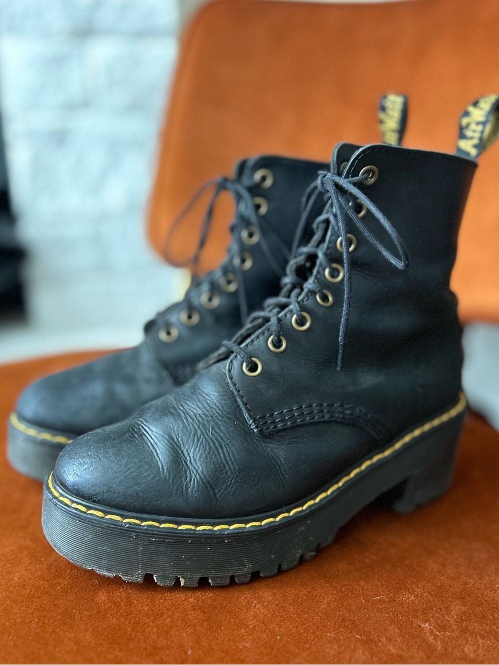 Dr. Martens Shriver Hi 8-eye platform combat boots with chunky heel